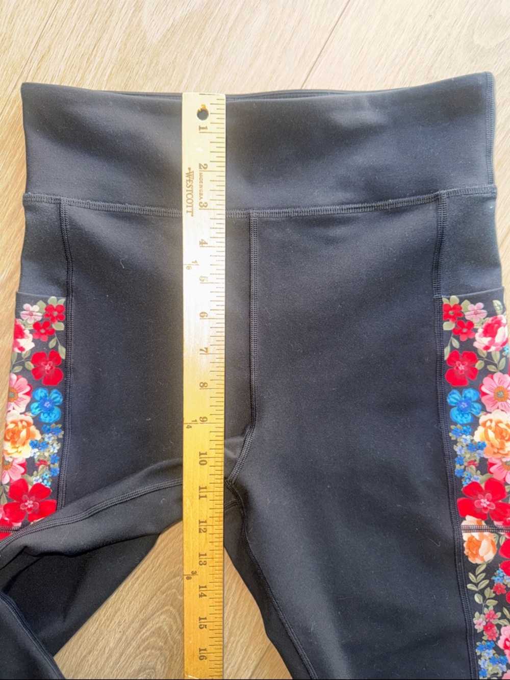 Johnny Was Bee Active Leggings With Pockets Black Rose Size L - Picture 13 of 14